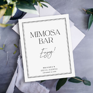 Mimosa Bar Elegant Black & White Bridal Shower Poster