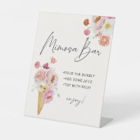 Mimosa Bar Floral Ice Cream Pedestal Sign