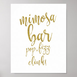 Mimosa Bar Gold Glitter 8x10 Wedding Sign