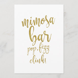 Mimosa Bar Gold Glitter Affordable Wedding Sign Invitation