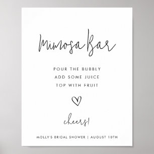 Mimosa Bar Minimalist Black and White Shower Poster