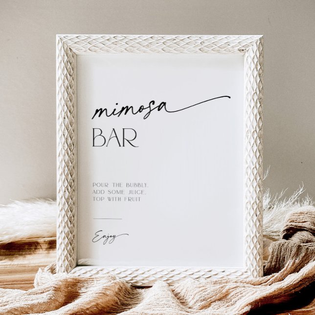 Mimosa Bar Minimalist Blak and White Script Pedestal Sign (Creator Uploaded)