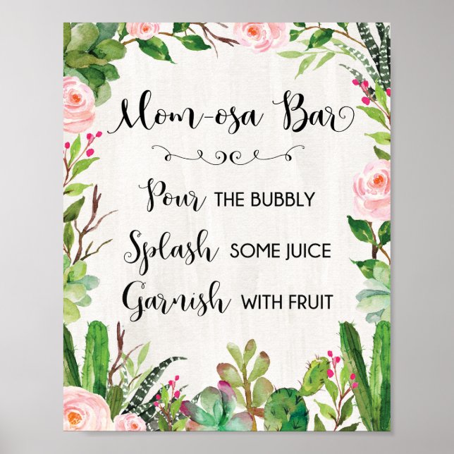 Mimosa Bar Momosa sign Fiesta Baby Shower Sign (Front)