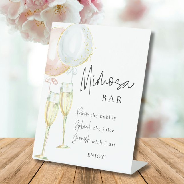 Mimosa Bar Pink & Blue Balloon Gender Reveal Pedestal Sign (Creator Uploaded)