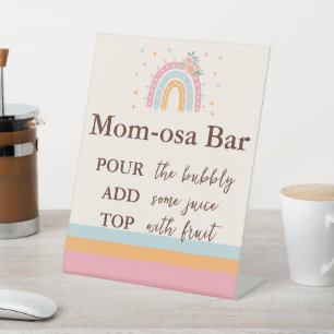 Mimosa Bar Rainbow Baby Shower Pink Pedestal  Pedestal Sign