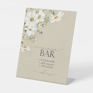 Mimosa Bar Rustic Watercolor Daisy Bridal Shower Pedestal Sign