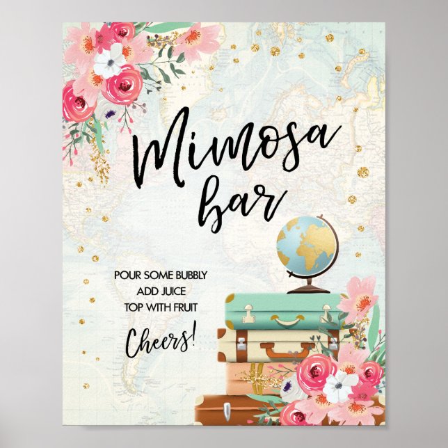 Mimosa Bar Sign Adventure Travel Shower Table Sign (Front)