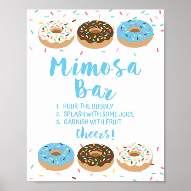 Mimosa Bar Sign Blue Doughnut Sprinkle Shower Sign (Front)