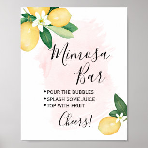 Mimosa Bar Sign Bridal Wedding Shower Pink Lemons