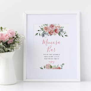 Mimosa Bar Sign Elegant Wedding Dusty Rose Blush 