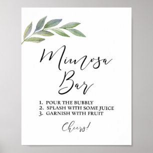 Mimosa Bar Sign Olive Leaf Greenery Shower Sign