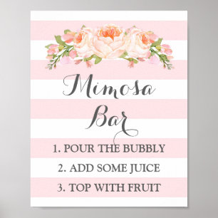 Mimosa Bar Sign Pink Flowers Stripes
