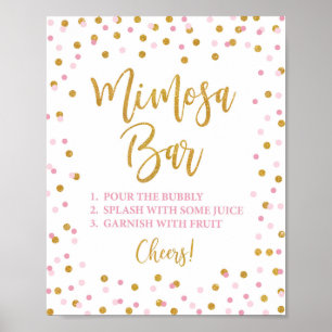 Mimosa Bar Sign Pink & Gold Glitter Confetti