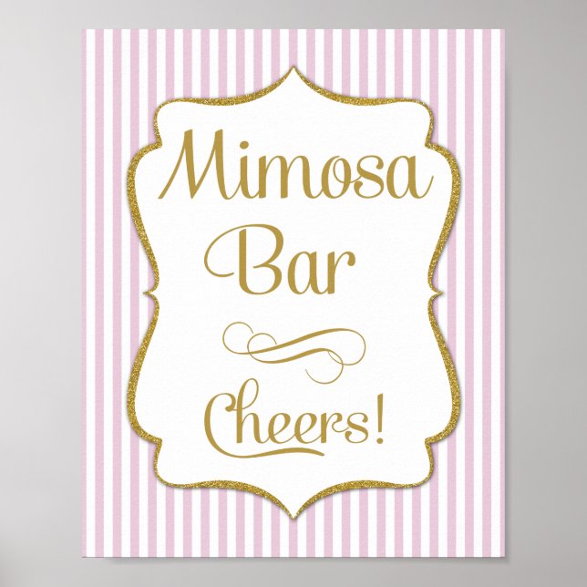 Mimosa Bar Sign Pink Gold Stripe (Front)