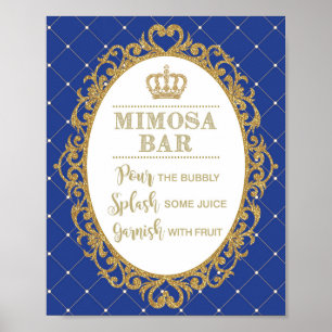 Mimosa Bar Sign Royal Blue Gold Prince Baby Shower