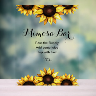 Mimosa Bar Sunflower Wedding  Acrylic Sign