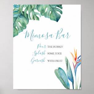 Mimosa Bar Watercolor Tropical Floral Poster