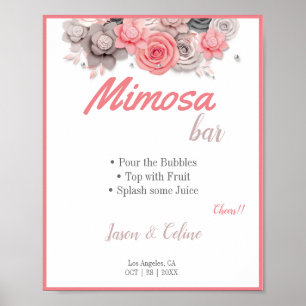 Mimosa Bar Wedding Sign Poster