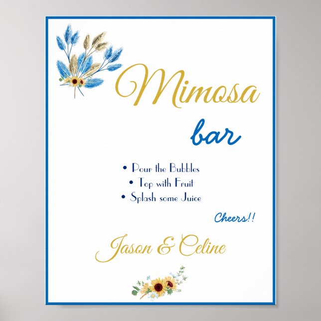 Mimosa Bar Wedding Sign Poster (Front)