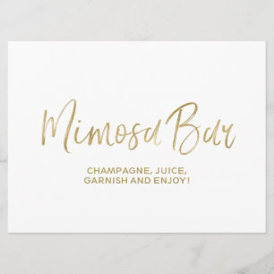 "Mimosa Bar" Wedding Sign Stylish Golden Invitation