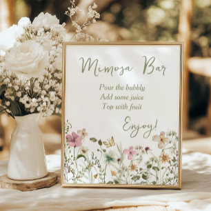 Mimosa Bar Wildflower Bridal Shower Poster