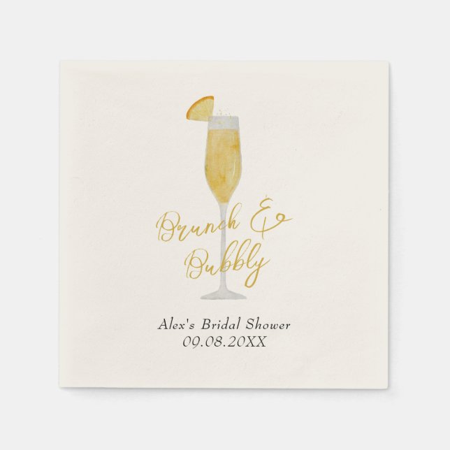 Mimosa Brunch Cocktail Glass Bridal Shower Napkin (Front)