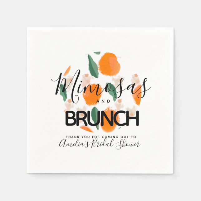 Mimosa Brunch Hand Drawn  Bridal Shower    Napkin (Front)