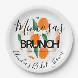 Mimosa Brunch Hand Drawn  Bridal Shower    Paper Plate