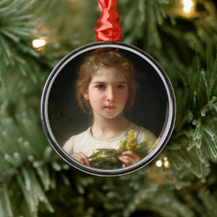 Mimosa by William Bouguereau Metal Tree Decoration