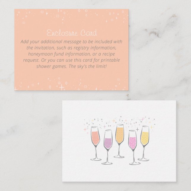 Mimosa Champagne Bellini Peach Bridal Shower Enclosure Card (Front/Back)