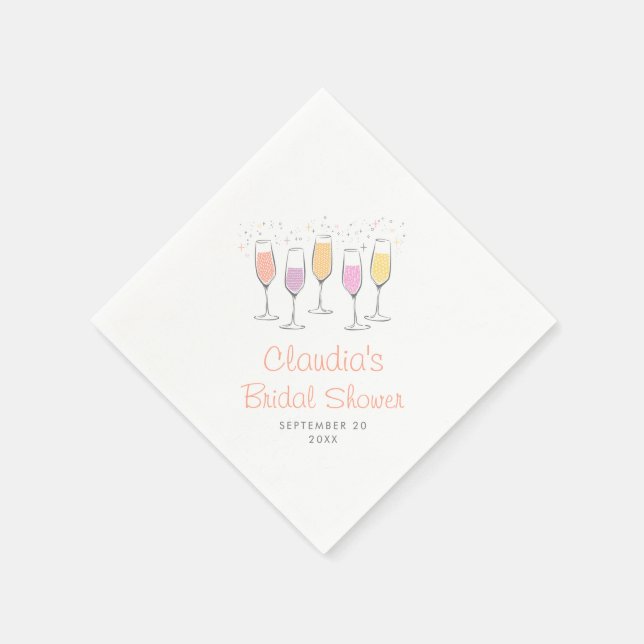 Mimosa Champagne Bellini Peach Bridal Shower Napkin (Corner)