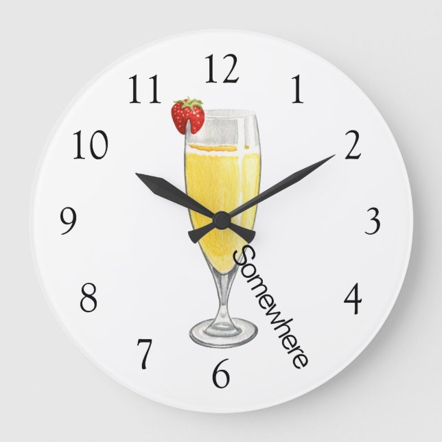 Mimosa Cocktail 5 O'Clock Somewhere  Large Clock (Front)