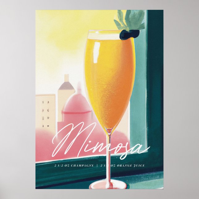 Mimosa Cocktail Morning Sunrise Retro Poster (Front)