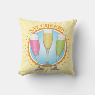 Mimosa Colourful Champagne Glasses Throw Pillow