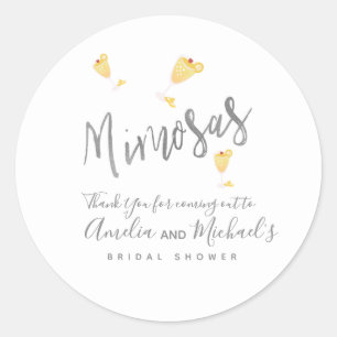 Mimosa Confetti Yellow Bridal Shower Thank You Classic Round Sticker