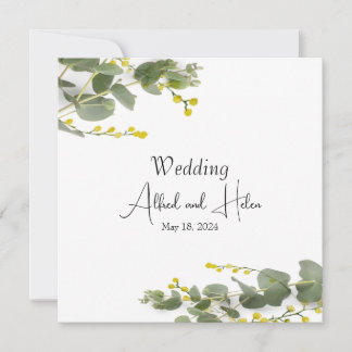 mimosa flower minimalism invitation