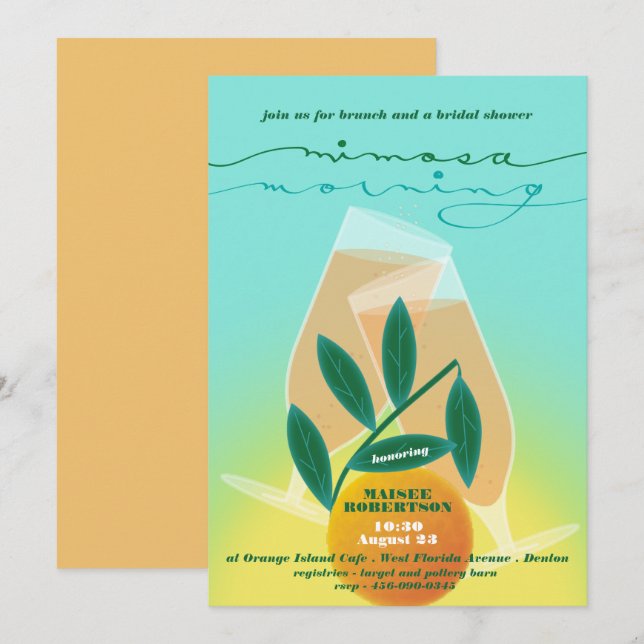 Mimosa Morning Bridal Brunch Invitation (Front/Back)