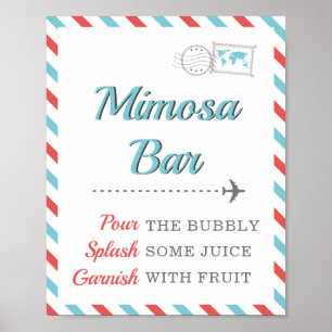 Mimosa Mum-osa Bar Drink Travel Aeroplane Party Poster