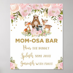 Mimosa Mum-osa Bar Sign Girl Woodland Baby Shower