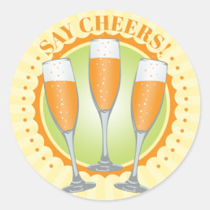 Mimosa Orange Champagne Glasses Classic Round Sticker