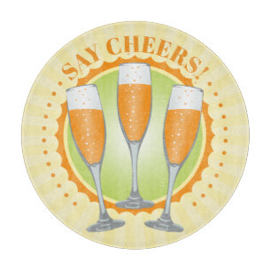 Mimosa Orange Champagne Glasses Cutting Board