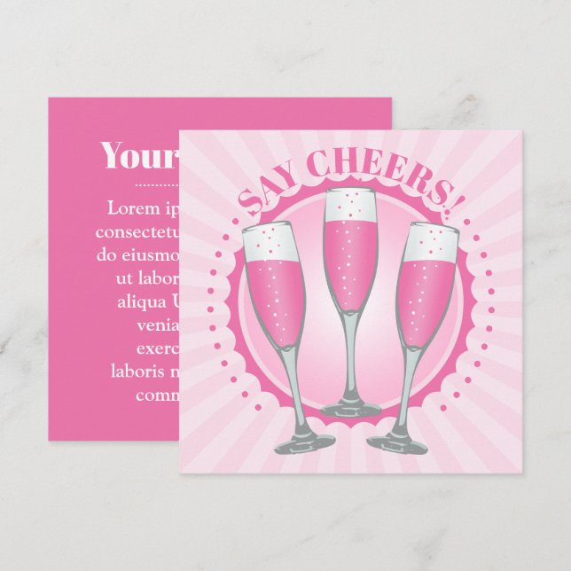 Mimosa Pink Champagne Glasses Invite Card (Front/Back)