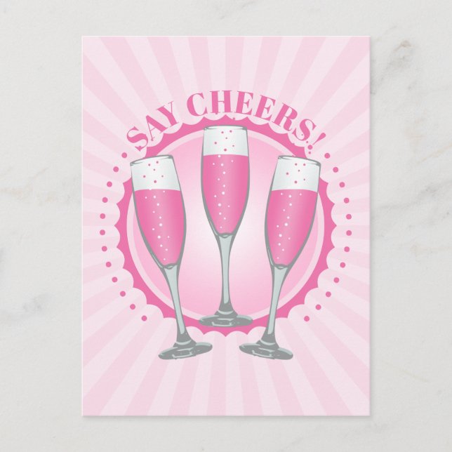 Mimosa Pink Champagne Glasses Postcard (Front)