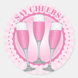 Mimosa Pink Champagne Glasses Round Sticker