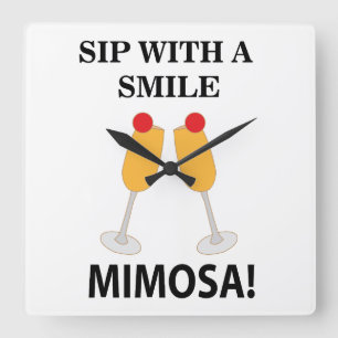 Mimosa Sip With A Smile Mimosa Square Wall Clock
