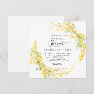 Mimosa Spring Flowers Boho Floral Bridal Shower Invitation