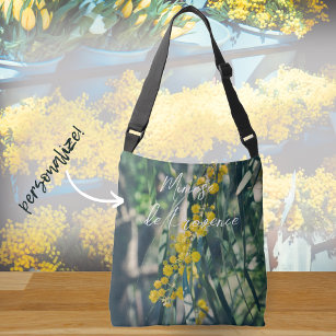 Mimosa Tree with Yellow Flowers Crossbody Bag