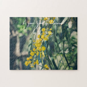 Mimosa Tree with Yellow Flowers Jigsaw Puzzle