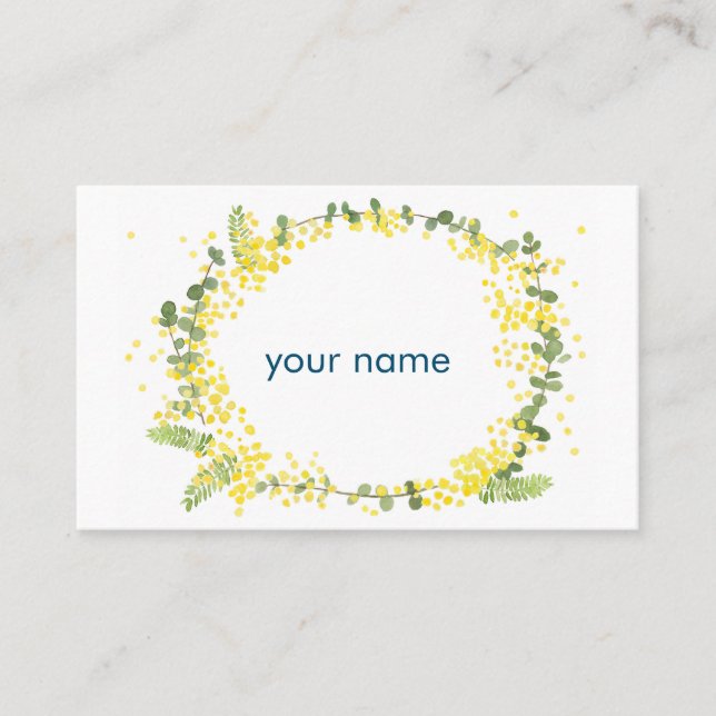 Mimosa water color illustration business card (Front)