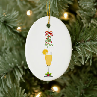 Mimosas and Mistletoe Christmas Ceramic Tree Decoration